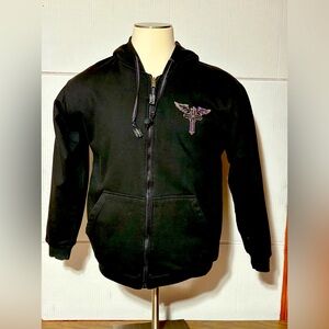 Creative Minds unisex M hooded zip front sweatshirt w/bling design heavy weight